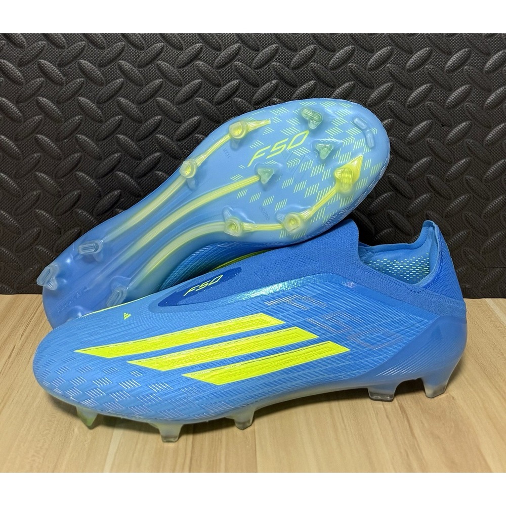adidas F50 Elite Laceless FG Soccer Cleats Blue Ice Cold JR6461 Mens Size 12